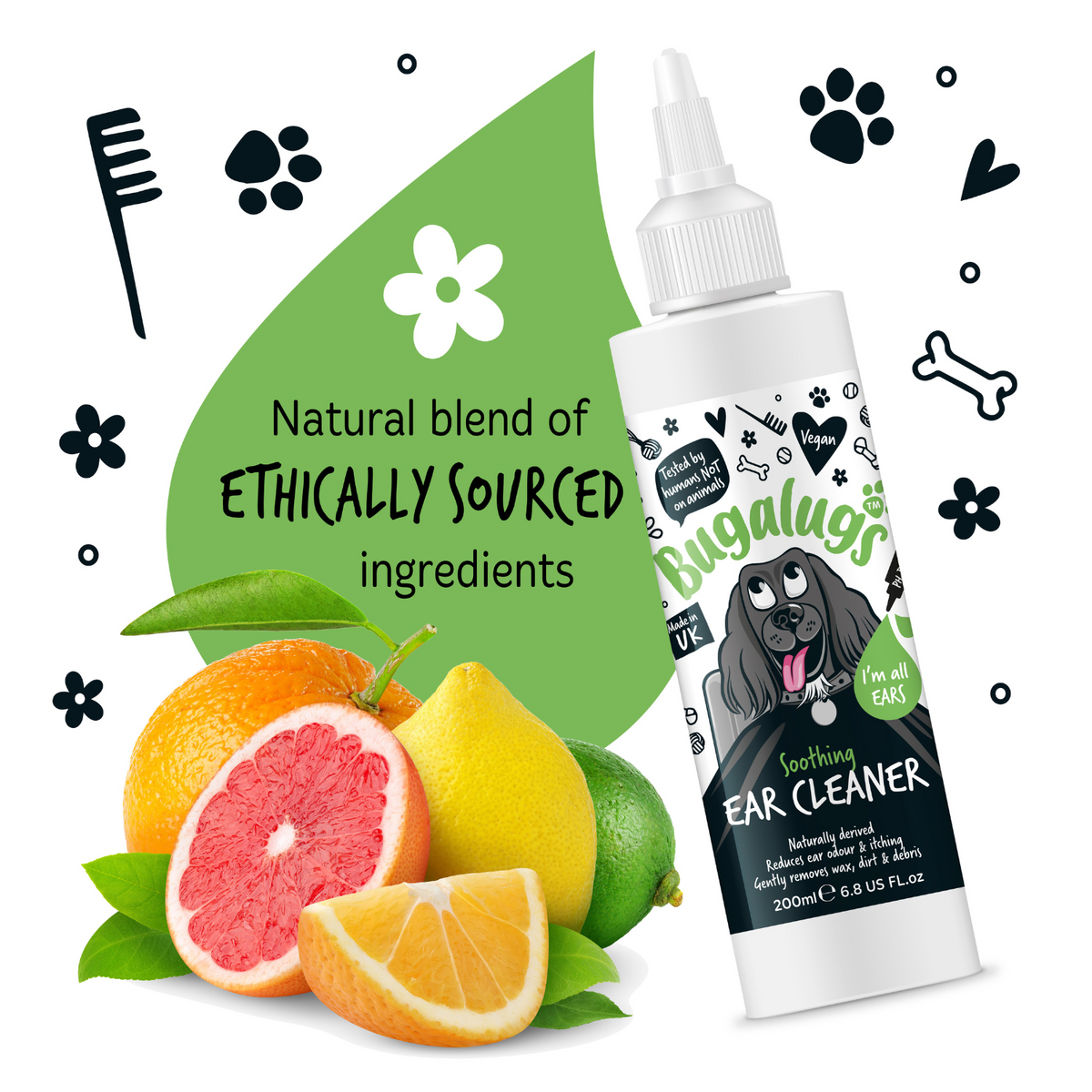 Bugalugs Dog Ear Cleaner | Natural Cleaning Solution for Dogs Ears ...