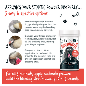 Bugalugs Styptic Powder For Minor Cuts and Scratches - Applying your styptic powder properly