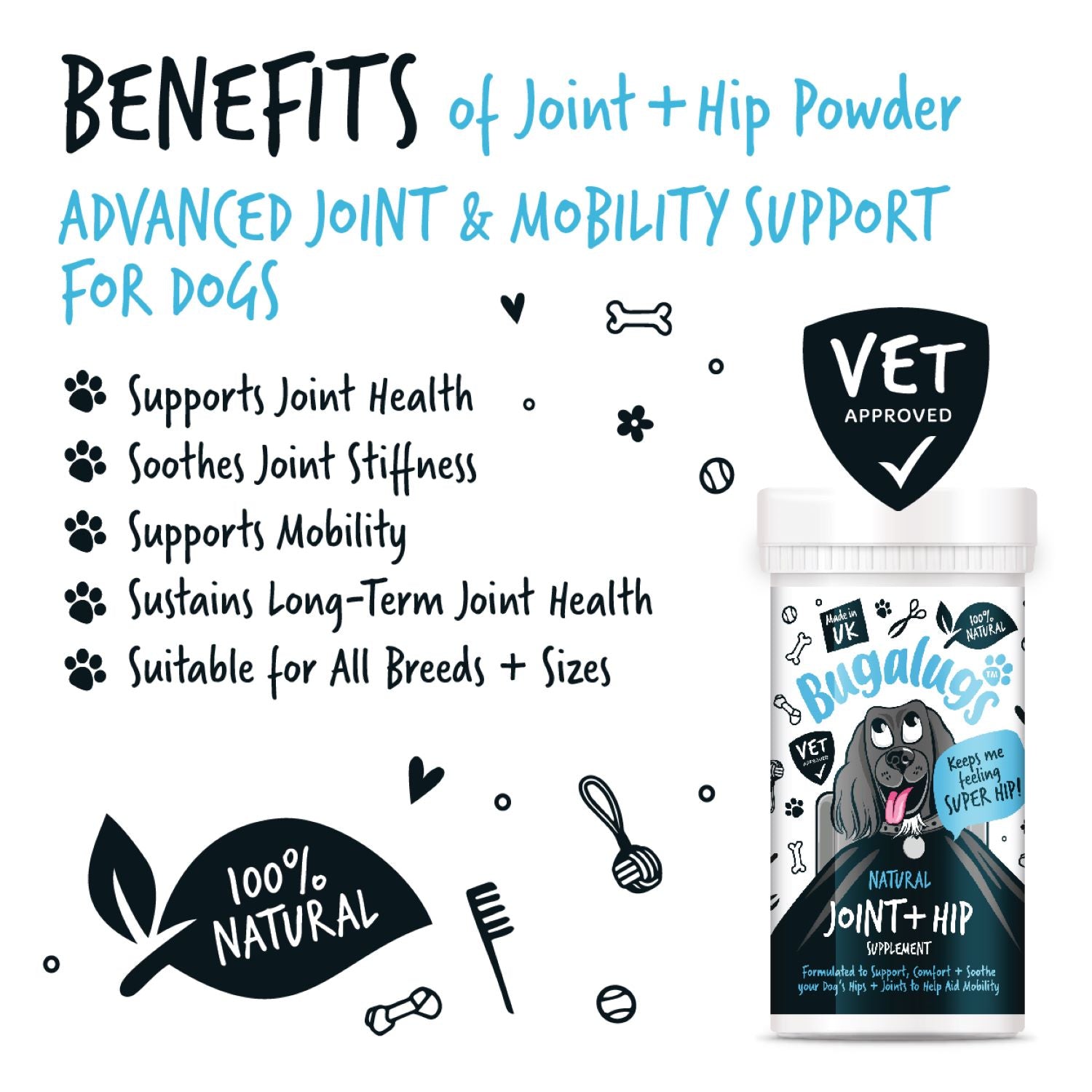 Bugalugs Natural Joint and Hip Supplement Powder - Benefits of joint and hip powder