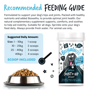 Bugalugs Natural Joint and Hip Supplement Powder - Recommended feeding guide