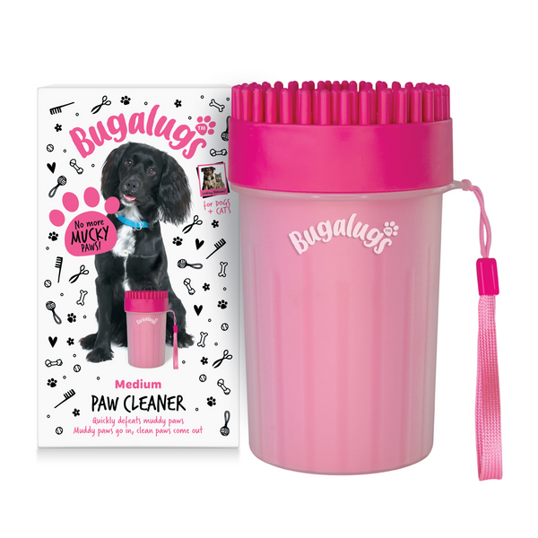 Bugalugs Pink Paw Cleaner Cup for Dogs Cats Medium Pet Paw