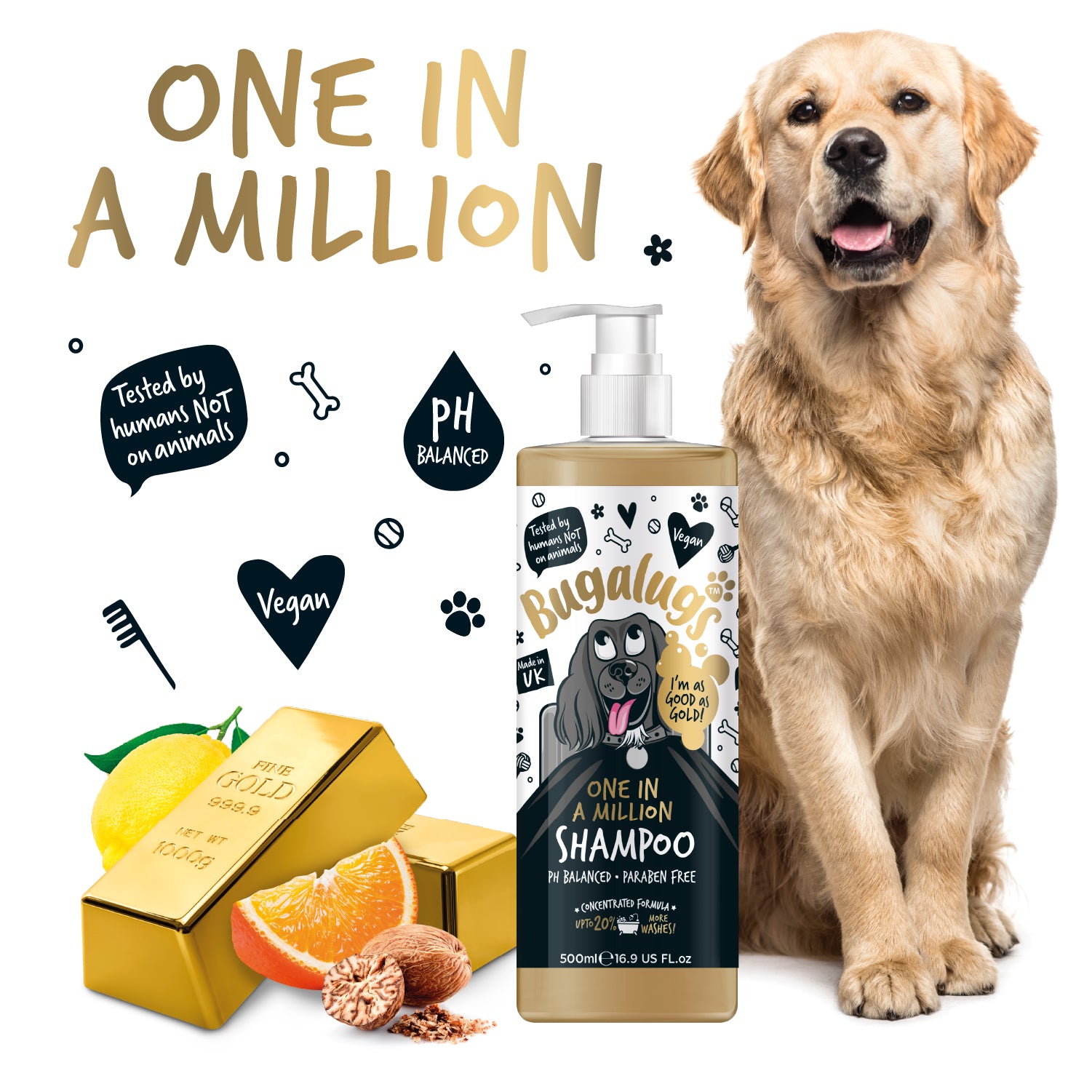 Bugalugs One in a Million Shampoo for Dogs - One in a million gold bars