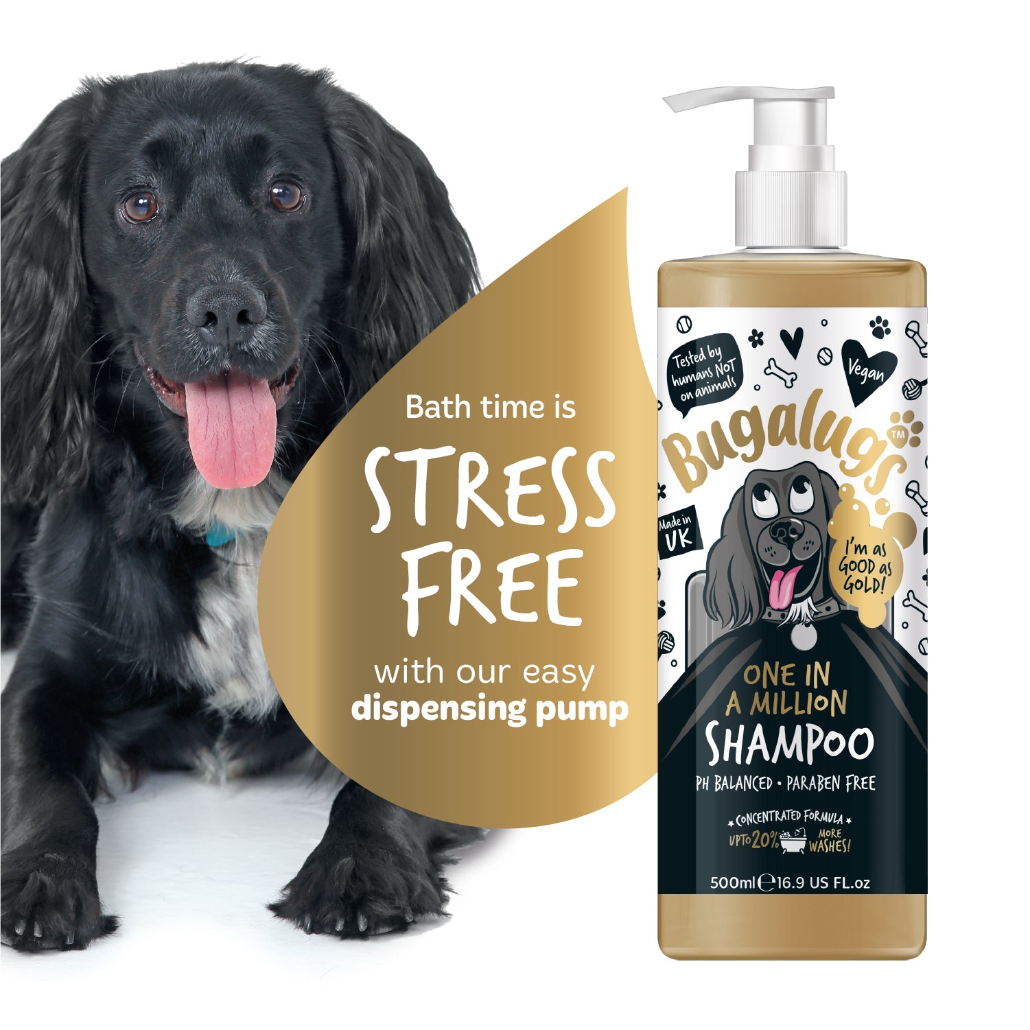 Bugalugs One in a Million Shampoo for Dogs - Stress-free, easy-to-use dispensing pump