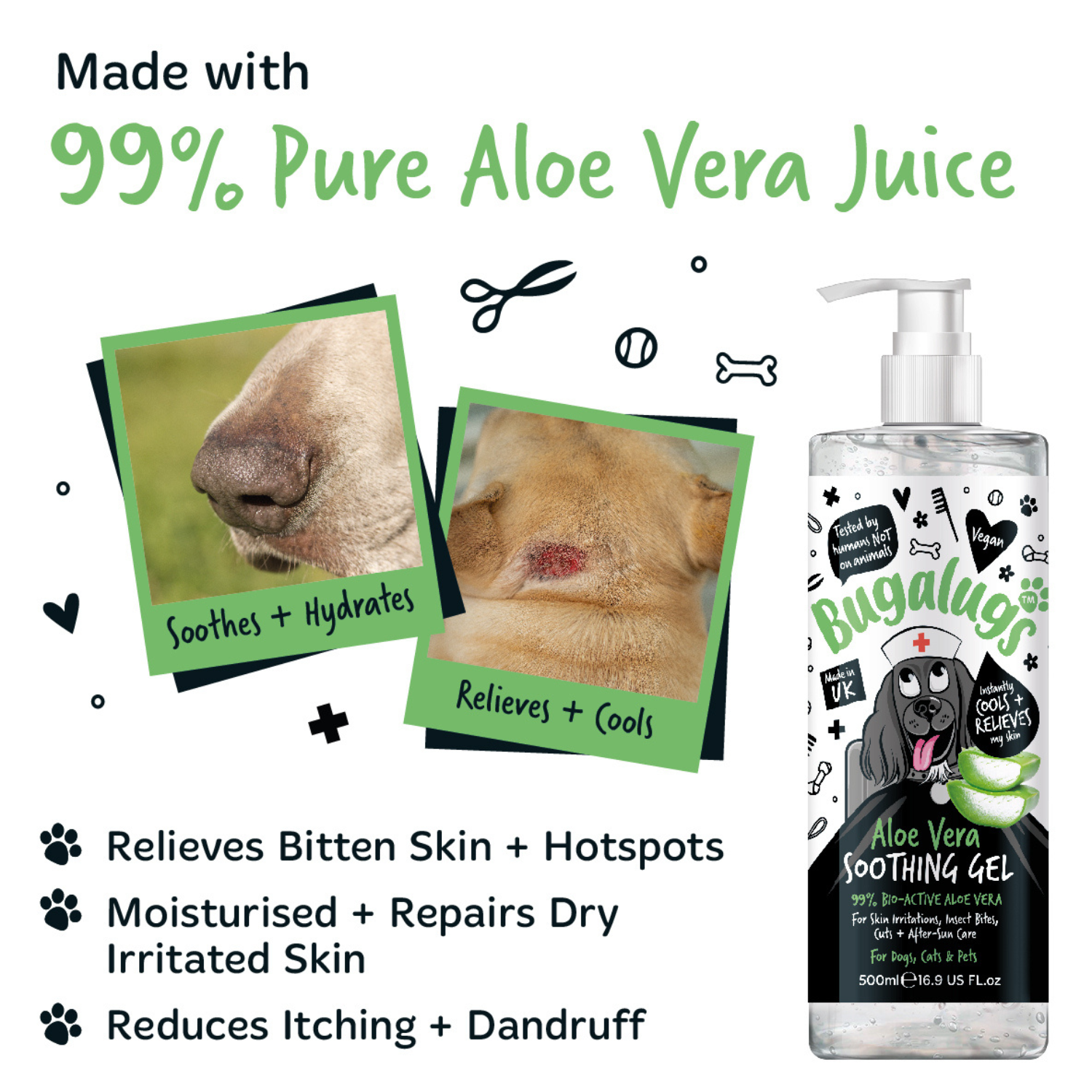 Bugalugs Aloe Vera Soothing Gel 99 Pure Aloe for Dogs Cats Pets Bugalugs Pet Care