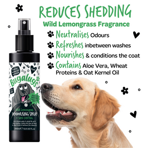 Bugalugs Wild Lemongrass Deodorising Spray with Shed Control for Dogs Bugalugs Pet Care