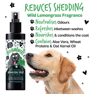 Bugalugs Wild Lemongrass Deodorising Spray with Shed Control for Dogs - Reduces shedding