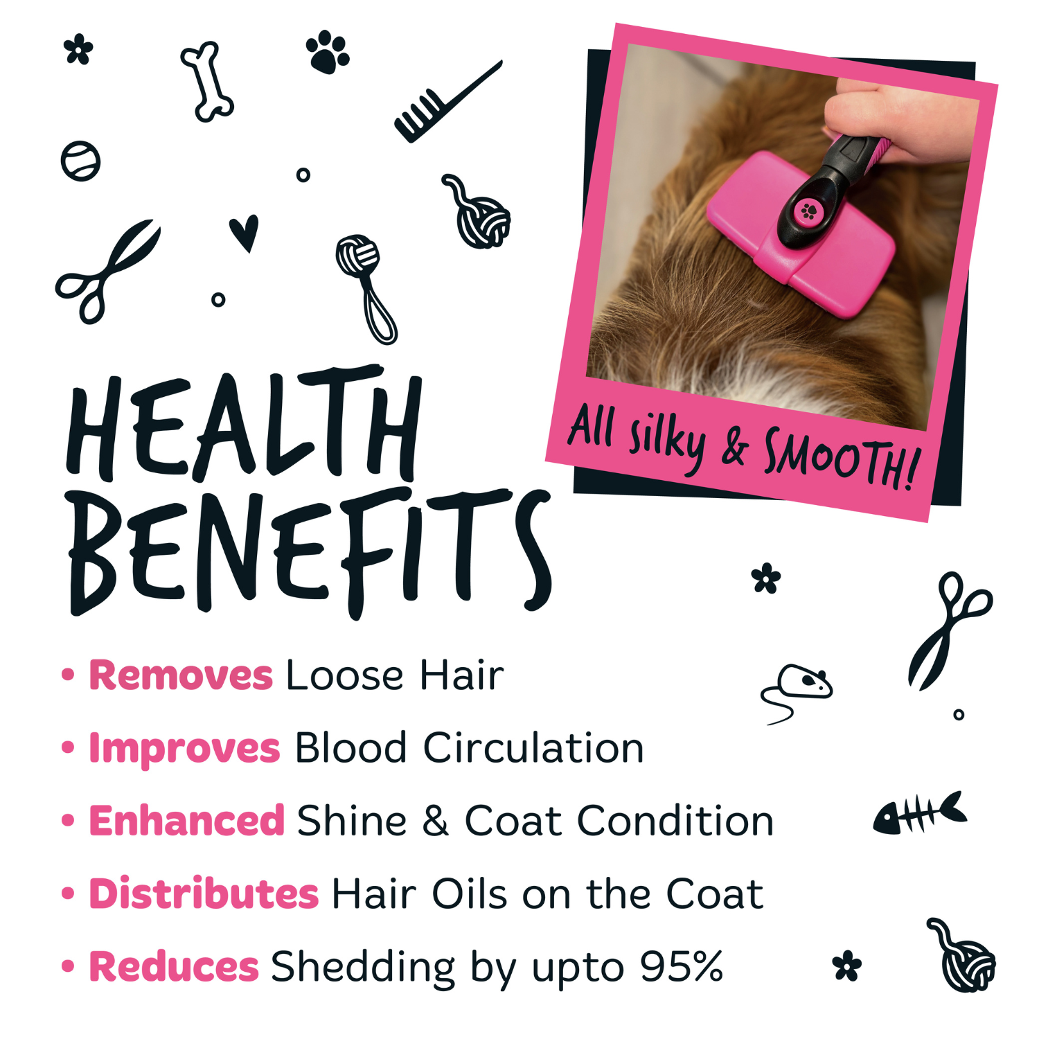 Bugalugs Slicker Brush for Dog and Cat Grooming - Health Benefits