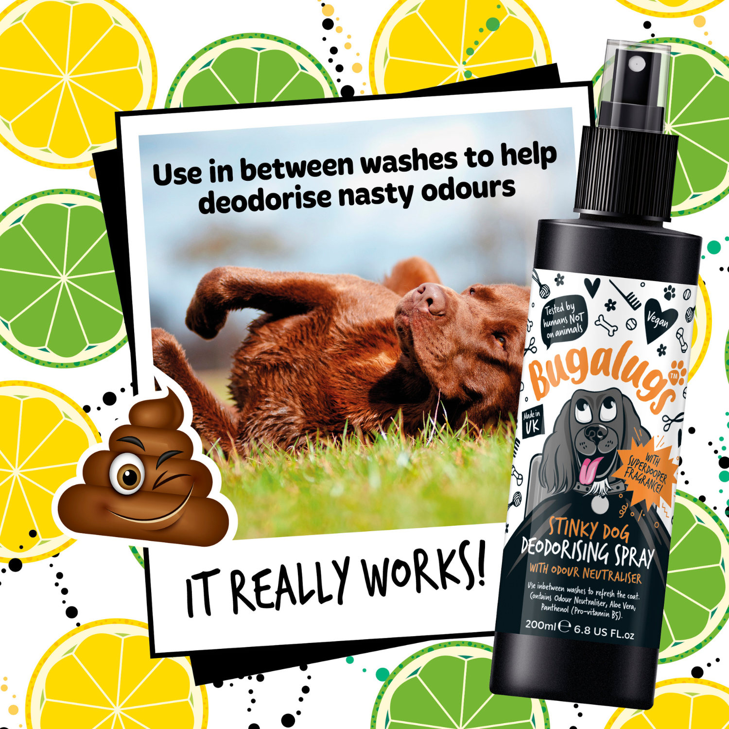 Bugalugs Stinky Dog Deodorising Spray with Odour Neutraliser - It really works