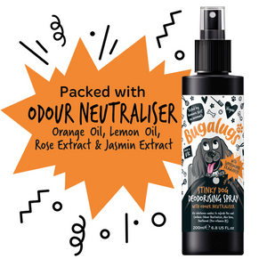 Bugalugs Stinky Dog Deodorising Spray with Odour Neutraliser - Packed with orange oil, lemon oil, rose extract and Jasmin extract