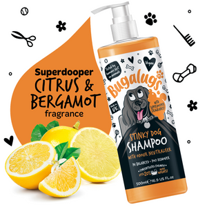 Bugalugs Stinky Dog Shampoo with Odour Neutraliser - Superdooper Citrus and Bergamot Fragrance