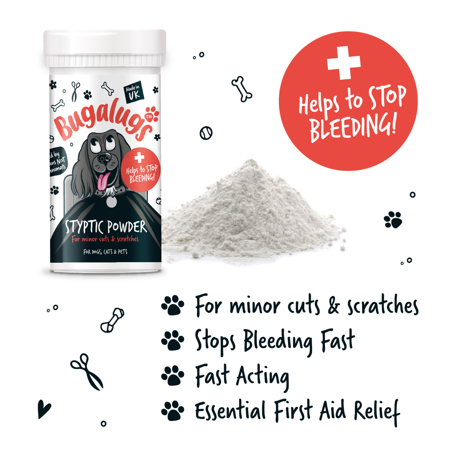 Bugalugs Styptic Powder For Minor Cuts Scratches Stop Pet Bleeding Bugalugs Pet Care