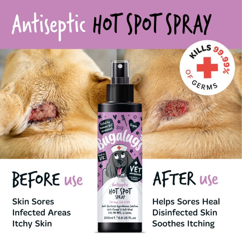Before & After Bugalugs Antiseptic Hot Spot Spray